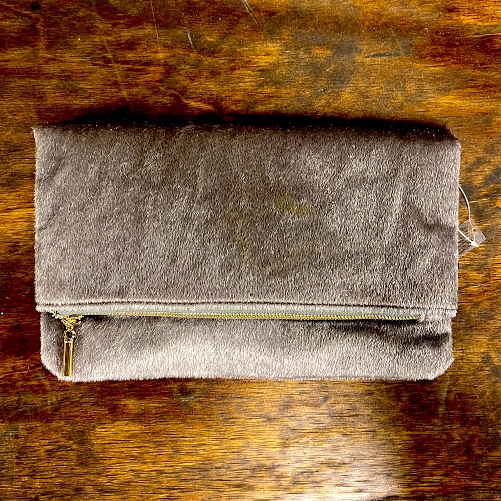 Faux fur clutch